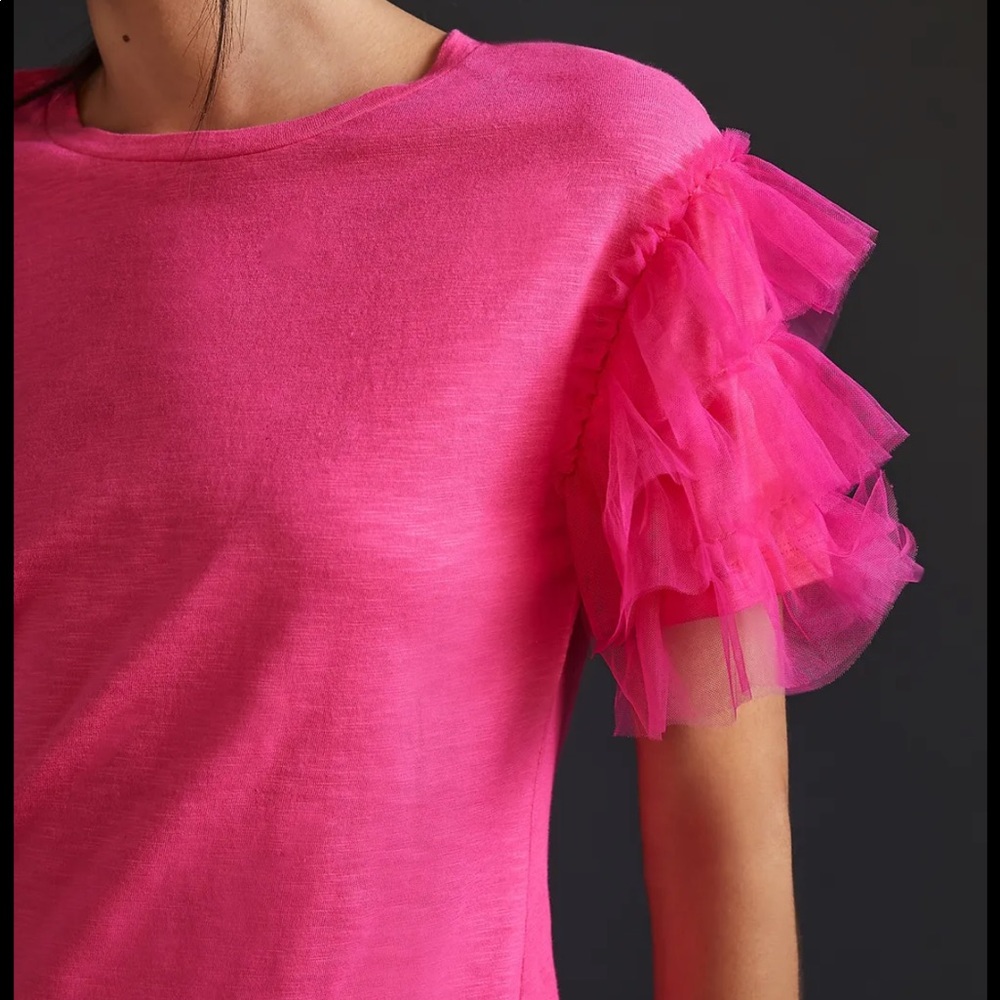 NWT Anthropologie ruffled tulle tee